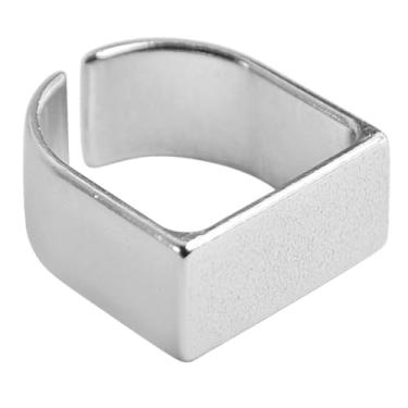 Imagem de Anel Ajustável Base Lisa Reta Masculino Feminino Aço Banhado Duplo Qualidade Acabamento (Prata)