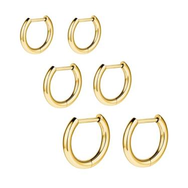 Imagem de AOEDEJ G23 Brincos de argola de titânio preto/aço cinza/dourado 18 G, pequenos brincos de argola de 8 mm/10 mm/12 mm, cartilagem para orelhas sensíveis para piercing múltiplo, cartilagem, argola