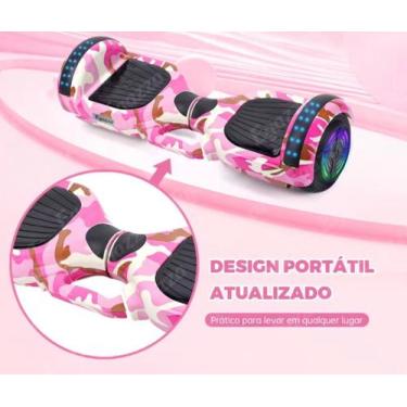 Imagem de Hoverboard Skate Elétrico 6.5 Rosa Camuflado Led Bluetooth - EGAZZA
