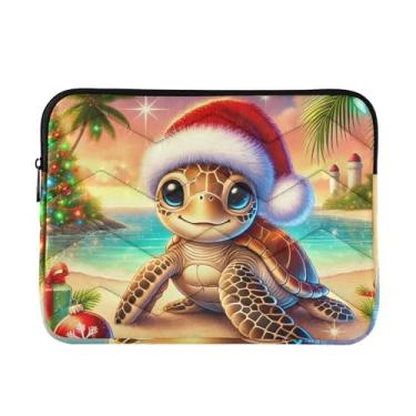 Imagem de Capa protetora para notebook de Natal, tartaruga, praia, à prova de choque, bolsa fina para transporte de computador, 38 a 15,6 polegadas