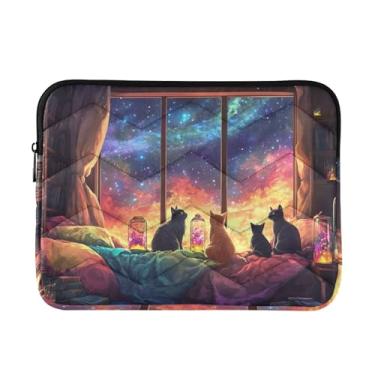 Imagem de Capa protetora para notebook Galaxy Cats janela à prova de choque bolsa fina para transporte de computador, 15-15,6 polegadas
