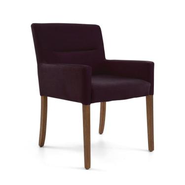 Imagem de Poltrona para Sala de Estar Veludo Pés Madeira Angel Uva