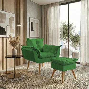 Imagem de Kit Poltrona e Puff Alice Decorativa Confortável Para Sala Recepção Manicure Quarto Consultório Tecido Suede