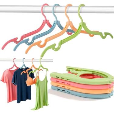 Imagem de Cabide dobrável para viagem, cabide dobrável portátil para guarda-roupa, escorredor para armazenamento de roupas ao ar livre, acessórios de viagem (pacote com 5 peças, cor aleatória)