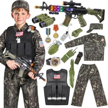 Imagem de Fantasia militar infantil Metemot Military Soldier Boy, de 3 a 12 anos