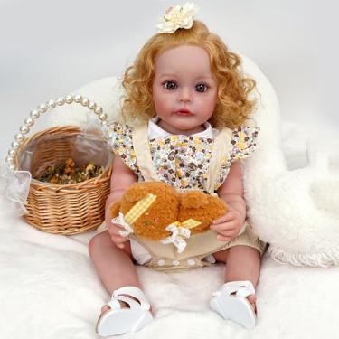 Imagem de Bebê Reborn Boneca Menina Realista Pintado Corpo de Silicone 55cm Olhos Azuis Com Acessórios Original