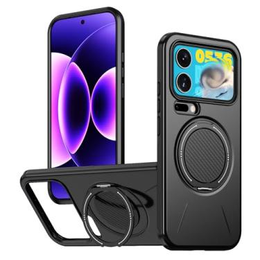 Imagem de LTLMYDAM Capa magnética para Xiaomi 17 Pro Max/17 Pro/17, anel rotativo, ultrafina, proteção de borda elevada à prova de choque, preta, 17