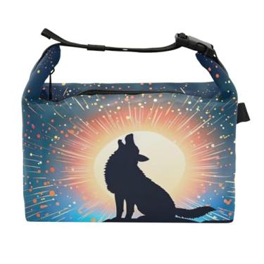 Imagem de TSENQUE Silhouette Lobo Uivando Lua Lancheira para Mulheres Lancheira Reutilizável, Lancheira para Trabalho, Linda Bolsa Térmica Rosa Isolada para Trabalho