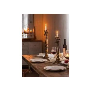 Imagem de Castiçal de rena de latão antigo - castiçal de cabeça de veado dourado vintage - Decoração de mesa de Natal rústica de fazenda - Decoração de mesa de Natal de metal sólido para decoração de casa