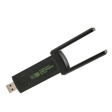 Imagem de Cryfokt Adaptador Mini USB Sem Fio de Banda Dupla de 1300 Mbps Com Antena Dupla, Design de Dissipador de Calor para Sinal Estável, 1 X Adaptador de Placa de Rede Sem Fio