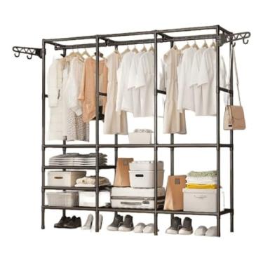 Imagem de Arara Roupeiro Portátil Grande com Cabideiro e Sapateira – Organizador Multiuso para Roupas e Sapatos com 2/3/4 Divisórias(3 Divisórias)
