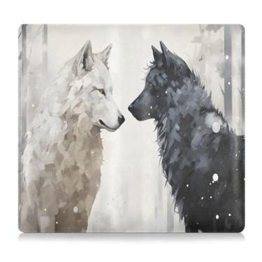 Imagem de CEBUGI Porta-luvas de carro branco preto Wolfs e porta-luvas para organizador de documentos, 12,5 cm x 24 cm