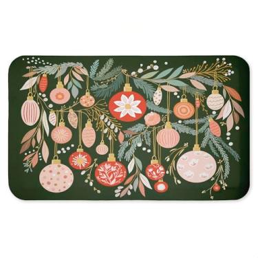 Imagem de Tapete de piso antifadiga floral e formas de ornamento de férias, tapete ergonômico acolchoado para cozinha e pé com suporte antiderrapante, tapete confortável ecológico, design por Leah Straatsma, 76