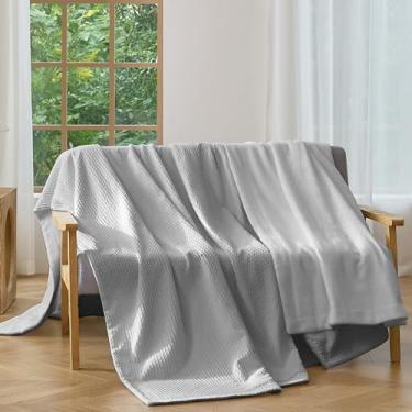 Imagem de CHUFFED Cobertor de waffle de algodão King Size - veludo de leite de pelúcia e tecido waffle reversível, design antiestático de 500 g/m2, cobertor de inverno macio e espesso para cama, sofá, cinza