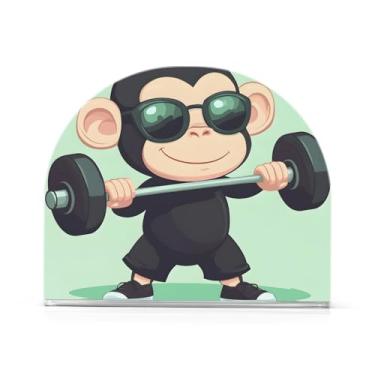 Imagem de Porta-guardanapos de mesa verde de levantamento de macaco fofo, 1 pacote, porta-guardanapos de almoço, porta-guardanapos em pé