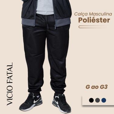 Imagem de Calça Masculina Poliéster Plus Size Barra Canelada Slim Nylon-Masculino