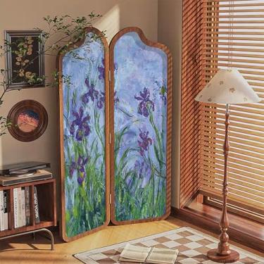 Imagem de Divisor de sala com 2 painéis com divisória de 1,5 m de altura, divisória de sala dobrável, à prova d'água, divisória de parede com moldura de madeira, para casa/escritório/loja de roupas (A)