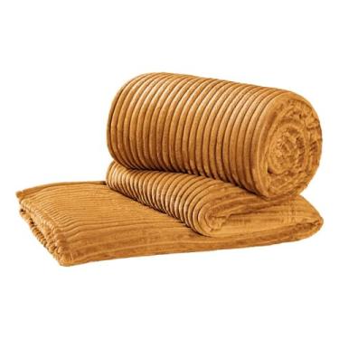 Imagem de Cobertor Manta Ultrasoft Queen Aveludada em Microfibra Flannel Manta de Alto Relevo Super Macia e Quente (Velvet Bariloche - Mostarda)