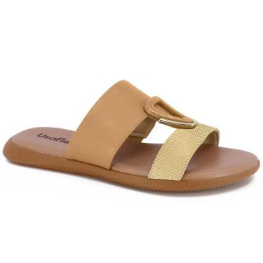 Imagem de Chinelo Slide Rasteiro Amêndoa Usaflex MM0601-Feminino