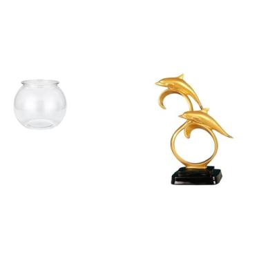 Imagem de Whtkoph Estatueta Transparente de Golfinho para Aquário Pequeno, Enfeite de Mesa, Moderna, Realista, Colecionável, para Casa, Mesa de Escritório, Decoração.