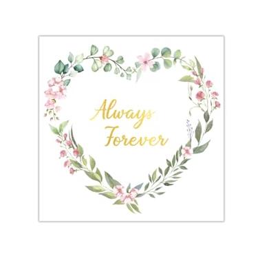 Imagem de AnyDesign Guardanapos de papel de casamento florais guardanapos de almoço folha dourada Always Forever coração botânico descartável sobremesa jantar toalhas de mão para casamento, noivado, chá de
