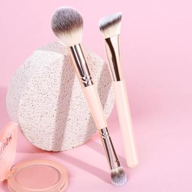 Imagem de 2 pincéis de maquiagem multifuncionais para misturar e aplicar cores com um acabamento macio e sem costura que não desperdiça pó (tez)