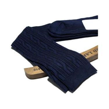 Imagem de Meias Longas De Inverno Femininas Tricotadas Até a Coxa Em Cores Sólid