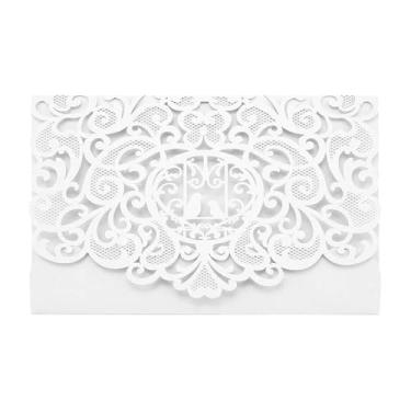 Imagem de CUOFYUNL 10 unidades de cartões de convites de casamento em estilo europeu esculpindo envelopes de convites para festas de aniversário (E)