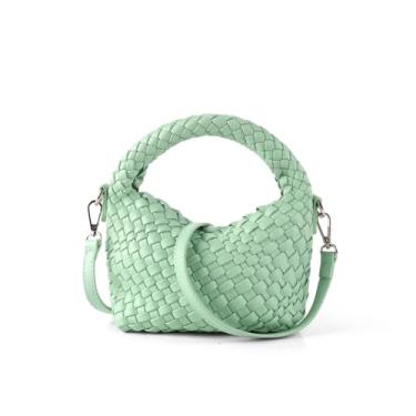 Imagem de HGG Bolsa clutch de tecido para mulheres com alça destacável, transversal versátil e bolsa de mão, couro vegano, Verde sálvia, Small