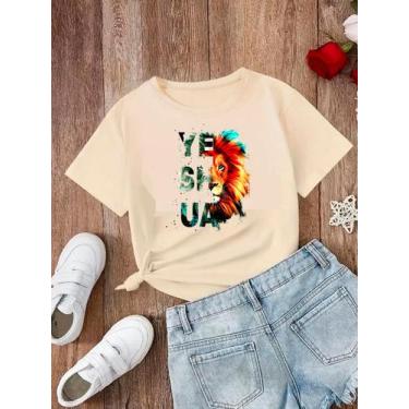 Imagem de Camiseta Infantil Algodão T Shirt Menina Menino YESHUA Estampada, Off 