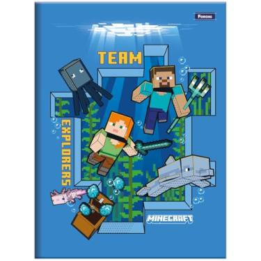 Imagem de Caderno Minecraft FORONI Universitário BROCHURA - 48 Folhas (Team Explores)