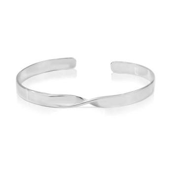 Imagem de Bracelete feminino folheado em ródio branco torcida caly - PIUKA, Rodi