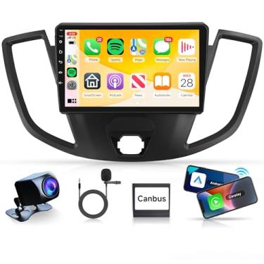 Imagem de Rádio veicular 4 núcleos 2G + 64G Android 13 para Ford Transit 2015 2013-2019, Rimoody Car Stereo Wireless Carplay, Navegação GPS automática, 5G-WiFi, Bluetooth 5.0, câmera de backup de tela de 9