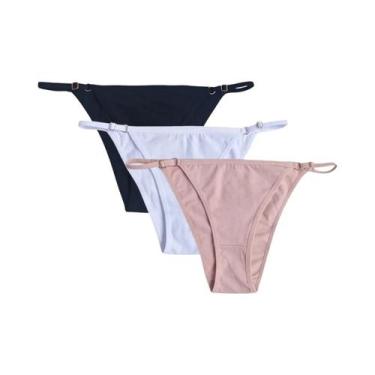 Imagem de Calcinhas De Algodão Ajustáveis Para Mulheres, Conjunto De 3 Peças, Li
