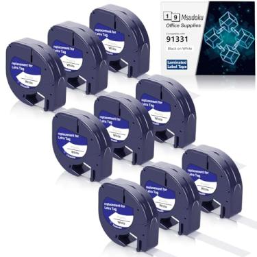 Imagem de Msudoku 91331 Pacote com 9 etiquetas compatíveis com Dymo Letra Tag 1/2x13 refil compatível com fita adesiva Dymo Letratag Tape LT 100T 200B QX50 2000 XR para refil Letratag 100H 12 mm x 4 m