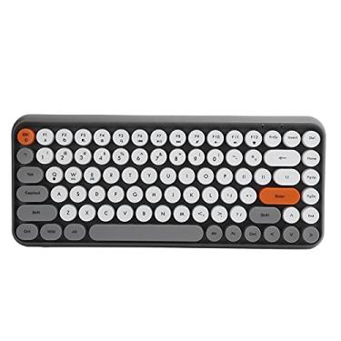 Imagem de Teclado Sem Fio 84 Teclas Bluetooth Teclado Retrô Redondo Teclado Ergonômico Para Jogos Acessórios De Computador Para Jogos E Escritório(Cinza)