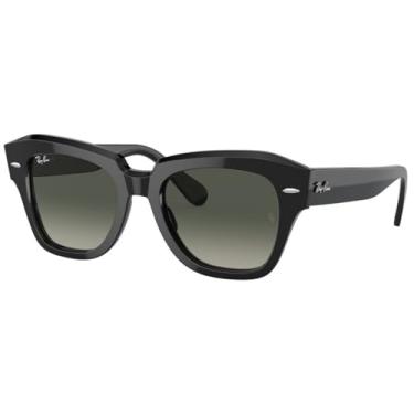 Imagem de Ray-Ban Pacote de óculos de sol RB2186: RB 2186 STATE STREET e correia de silicone antiderrapante universal, State Street Preto Cinza Gradie/Cinza, 49 mm