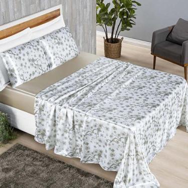 Imagem de Jogo Cama Lençol Charme Queen 4 Peças - Marfim - 100% Poliéster - Casa