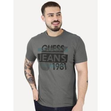 Imagem de Camiseta Guess Masculina Silk Logo Scratchs Grafite-Masculino
