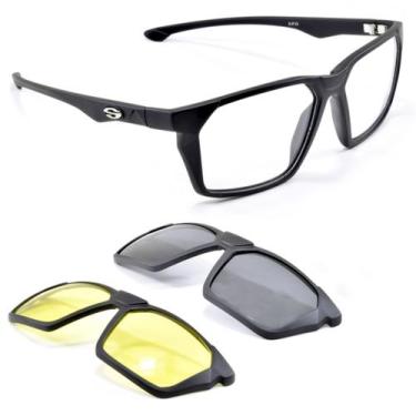 Imagem de Oculos Grande Esportivo Armação ClipOn Dia Noite Smart 955, Preto