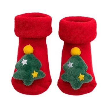 Imagem de Meias De Algodão Antiderrapantes Para Bebês Meninos E Meninas, Vermelh