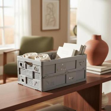 Imagem de Caixa Organizadora Dobrável Plástica 60 cm Resistente para Armazenamen