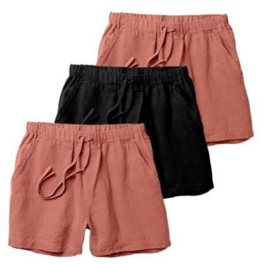 Imagem de Kit 3 Shorts Linho Premium Bermuda Masculina Moda Praia Luxo-Masculino