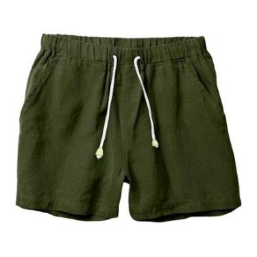 Imagem de Short de Linho Bermuda Com Cordão Masculina Moda Praia Luxo-Masculino