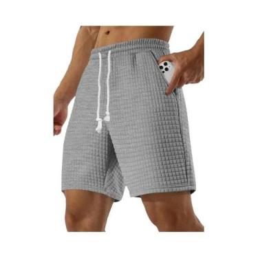 Imagem de Bermudas Masculinas De Verão Estilo Waffle, Casuais Para Negócios, Com