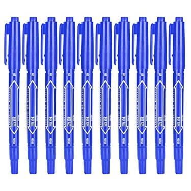 Imagem de Caneta marcadora de secagem rápida, ponta dupla, arte, desenho, escrita, marcador colorido, conjunto de 10 peças para artistas, estudantes, profissionais, tinta plástica 13,9 cm (Azul)