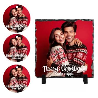 Imagem de Oirquent Placa de ardósia memorial personalizada – Moldura em forma de coração Quepitty, presente de Natal personalizado para pai, avó e amigos de longa distância