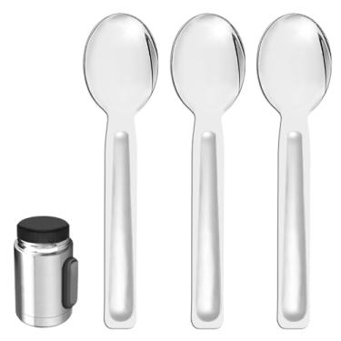 Imagem de 3 colheres de substituição compatíveis com potes de alimentos Stanley de 510 g, conjunto de colheres de aço inoxidável sem BPA para Stanley Classic Legendary Pote isolado a vácuo de 510 g