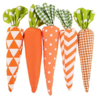 Imagem de VICASKY 5 peças de decoração de tecido de mesa de Páscoa de feltro falso para pendurar rabanete adesivos decorativos preenchíveis em forma de guirlanda de festa pompom primavera coelhinhos ovos