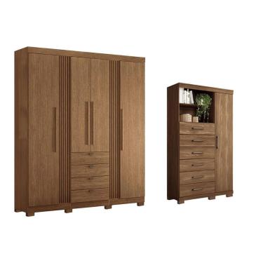 Imagem de Guarda Roupa +cômoda 2 Peças Qc293 Jatobá - Santos Andirá